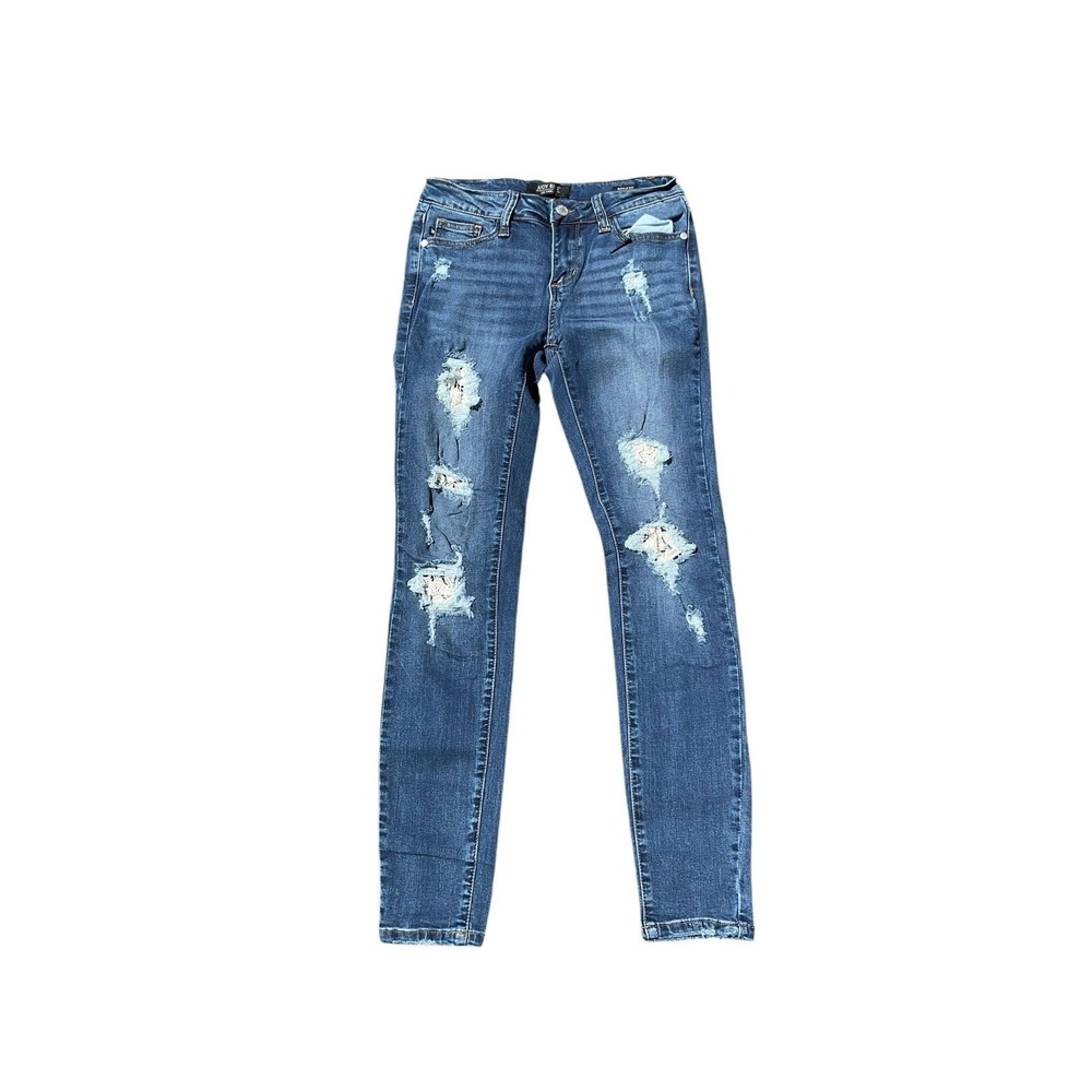 Judy Blue Skinny Fit Jeans Women's 3|26 (27) Blue Stretch Denim Distressed